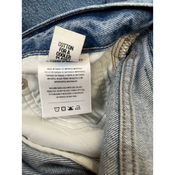 Citizens of Humanity Wide Leg Jeans Distressed Cropped Raw Hem Blue Wash Size 30 - Picture 5 of 5